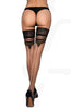 Gorgeous Sheer Skin Colour Floral Black Lace Top Back Seam High Quality Srockings Hold Ups