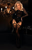 Ladies Elegant Front Center Seam Floral Design Top Black Stockings