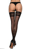 Fabulous Sheer Black Swirls Dots Back Calf Details Lace Top Stretchy Stocking Hold Ups